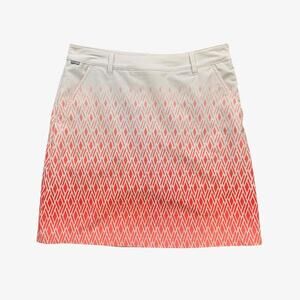 Nivo by Lanctot Skirt Womens 2 White Salmon Geometric Lined Pockets Golf Skort